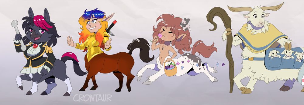 A taur parade lead by Crowtaur, in order of appearance Crowtaur Sagittarius ♐︎ Shan Biskit 