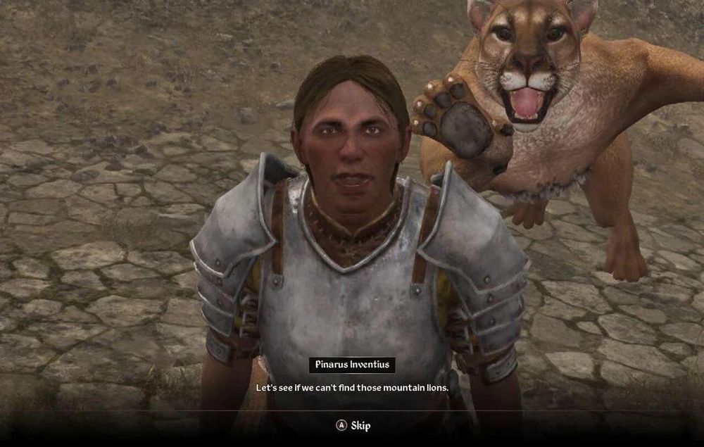 some NPC saying "let's see if we can't find those mountain lions" while a mountain lion is jumping at the camera behind them. play morrowind instead