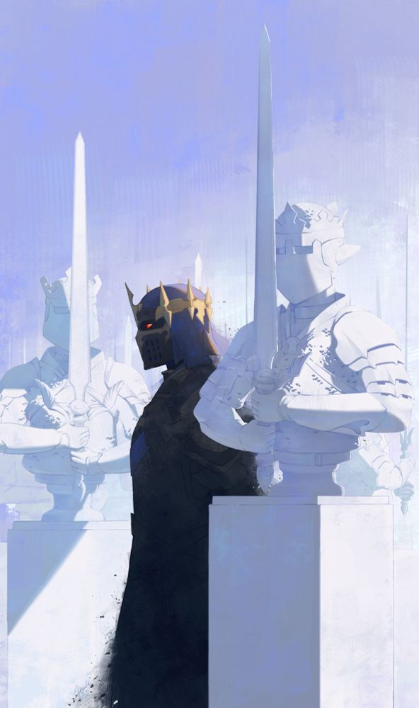 Fray/ Esteem the shadow is walking through the white knight statues