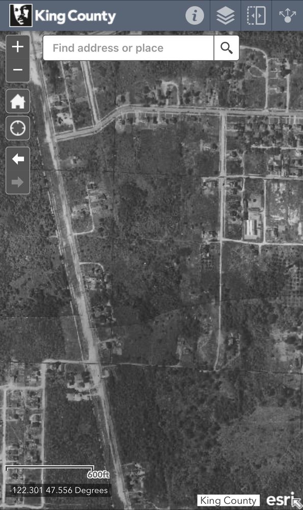1936 aerial photo showing Dawson not continuing west past 26th ave. 