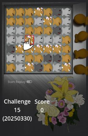 Goldphish Match daily challenge 15 being played from March 30, 2025.
The phish are Goldfish, Skullfish, Demonfish, and Easter Bunny fish. There is a spring bouquet of flowers in the interface.