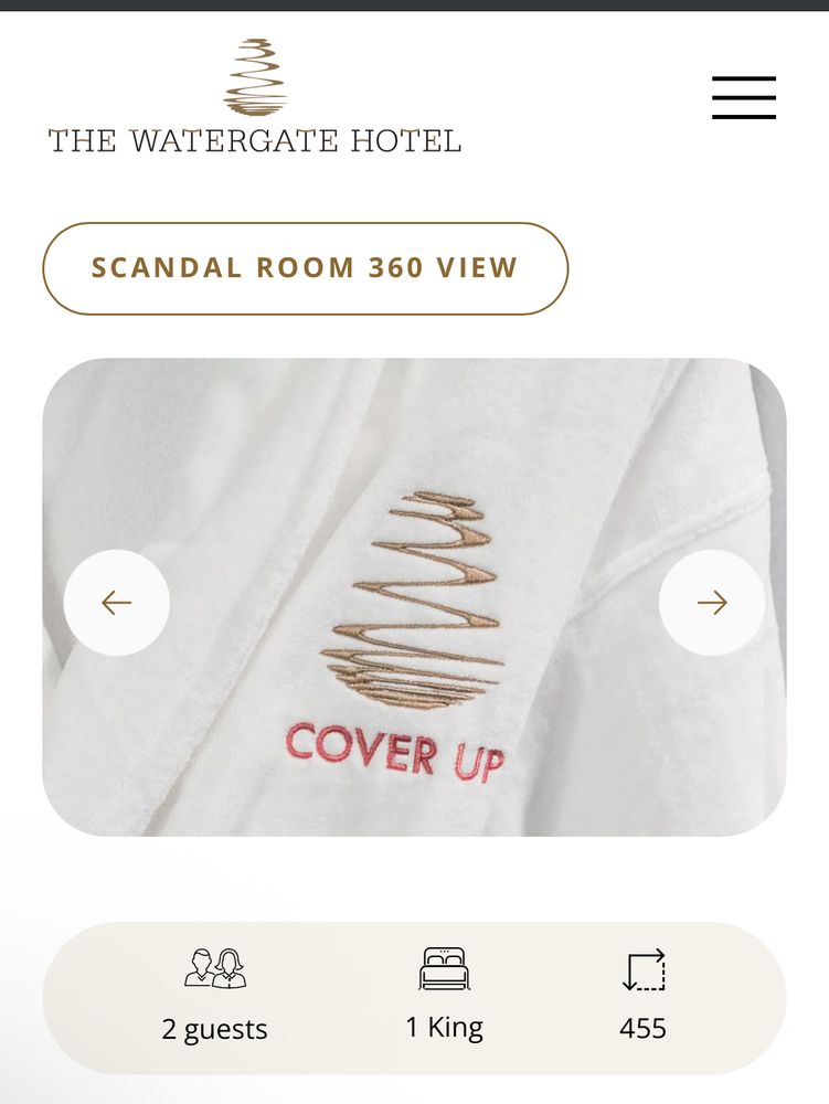 Screenshot of the “cover up” robes on the Watergate hotel website