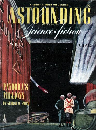 Cover of Astounding Science Fiction, featuring Pandora's Millions