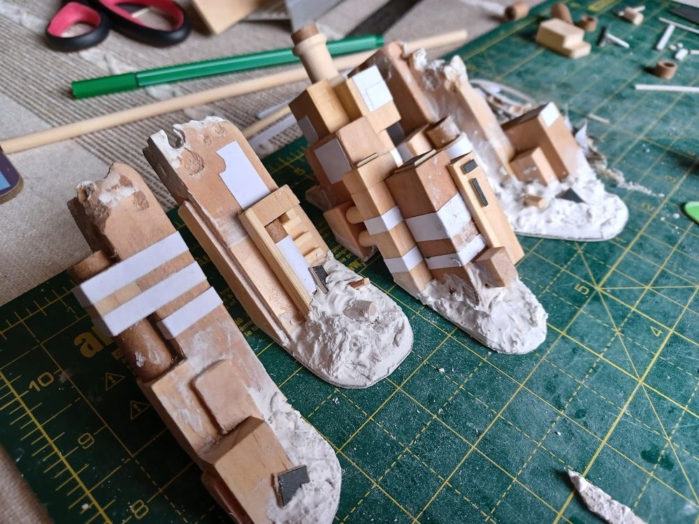 Block walls with filler and debris added to bases