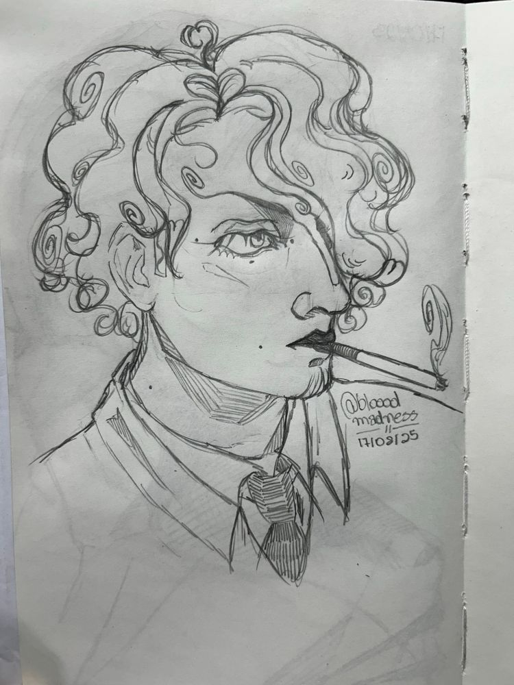 traditional sketch of sanji smoking 