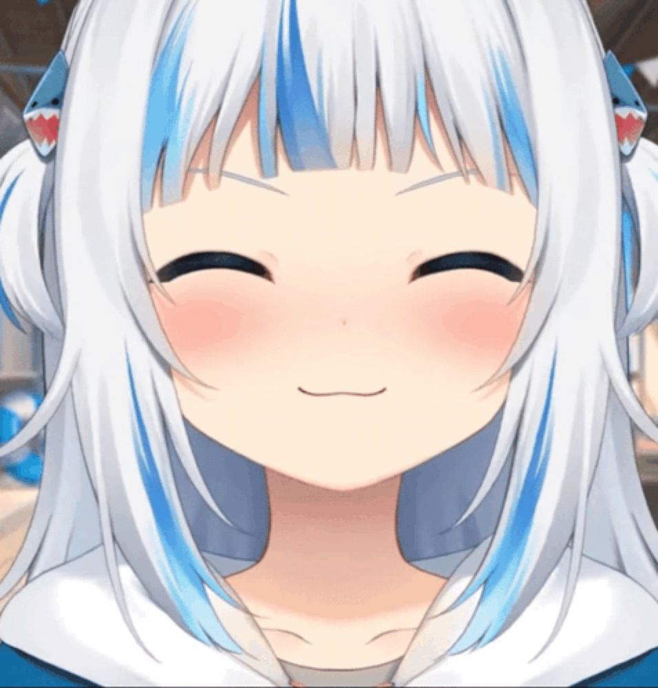 a close up of a anime girl with white hair and blue highlights