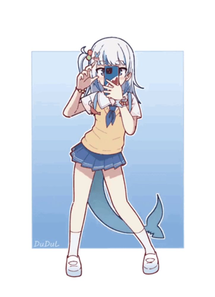 a drawing of a girl with a shark tail and the name dudul