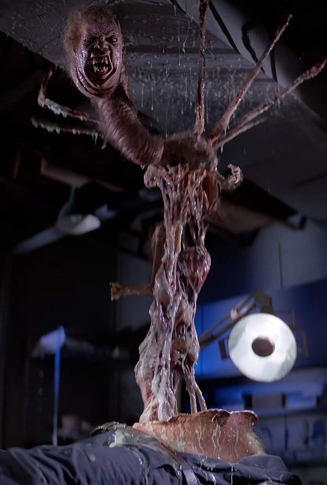 our lord and saviour jesus christ looking vengeful as he bursts through the chest of that one fella from the thing (1982)