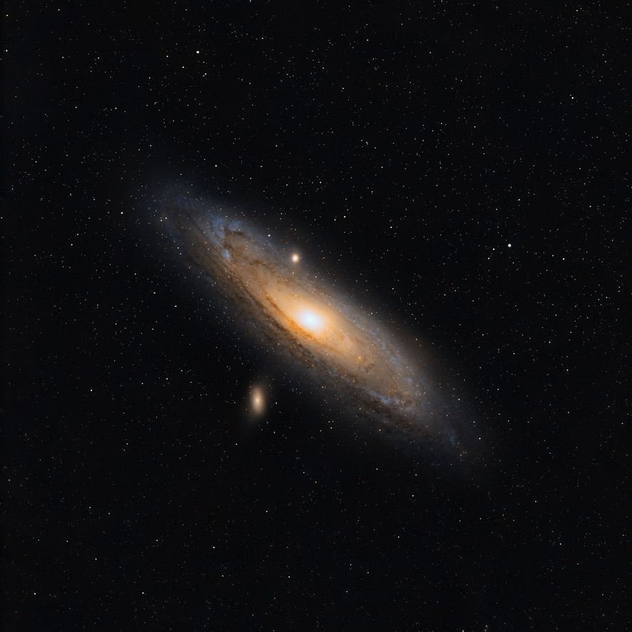 Photograph of andromeda galaxy, a galaxy in outer space.