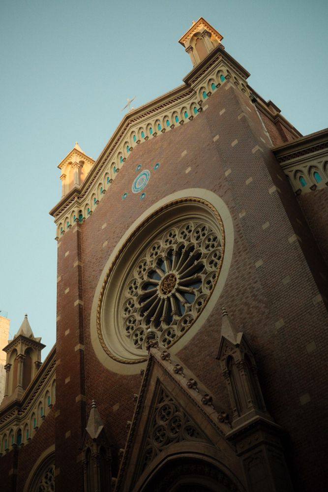 Its a photo of a church with vintage colors  and sharp details