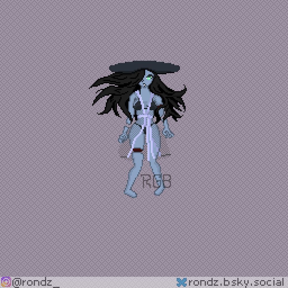 Pixelart da personagem Rin Yamaoka (A Espírito), killer do jogo Dead by Daylight.