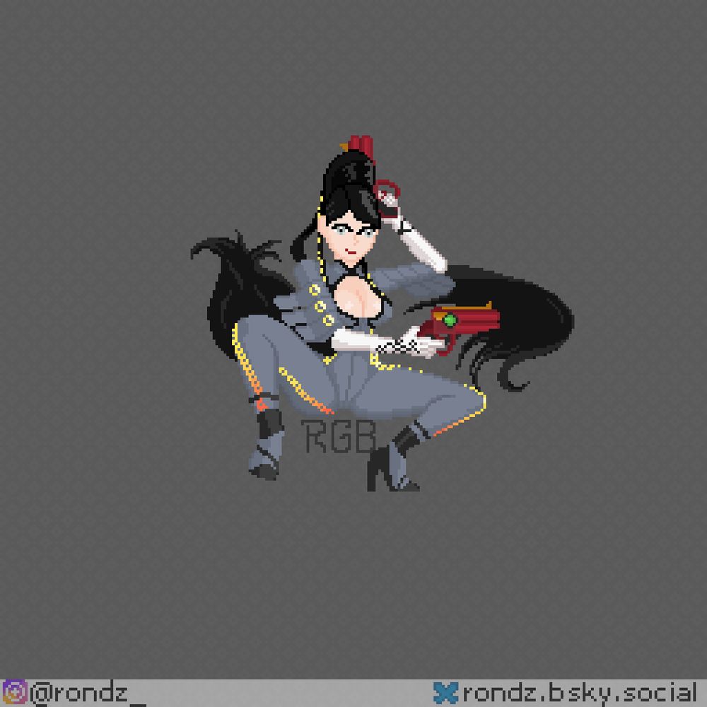 Pixelart da personagem Bayonetta, do jogo de mesmo nome.