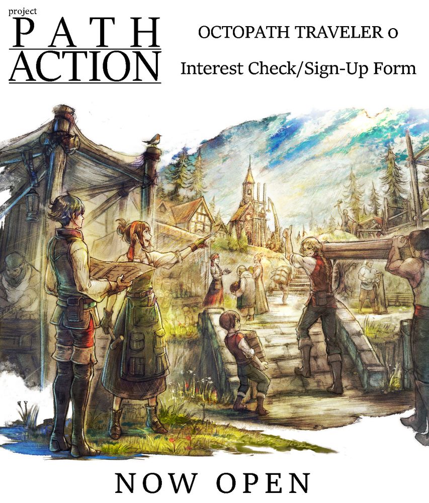 An image for Project Path Action's interest check and sign-up form for Octopath Traveler 0's involvement in Project Path Action.