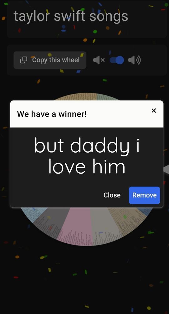 Wheel landed on but daddy i love him from TTPD