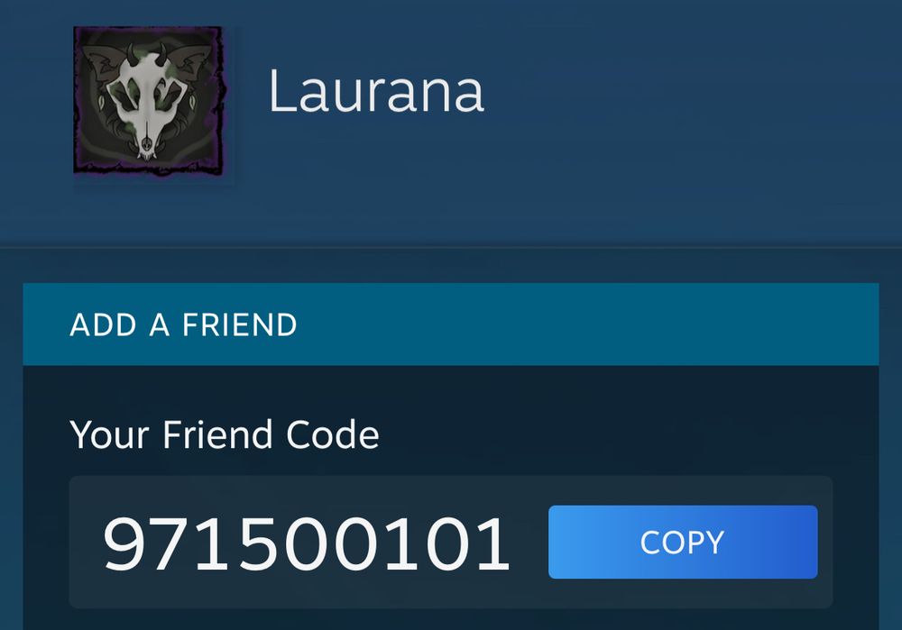 Screenshot of my steam friend code, which reads:

971500101