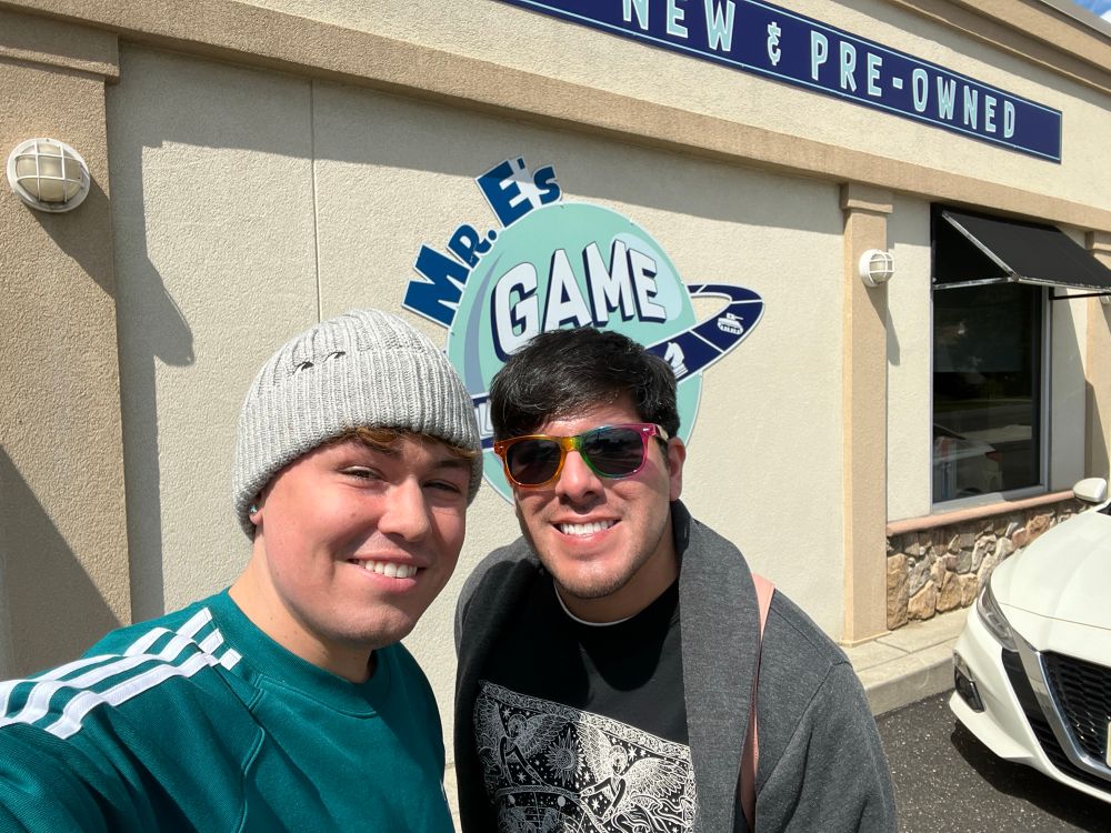 Posing in front of Mr. E’s Game World