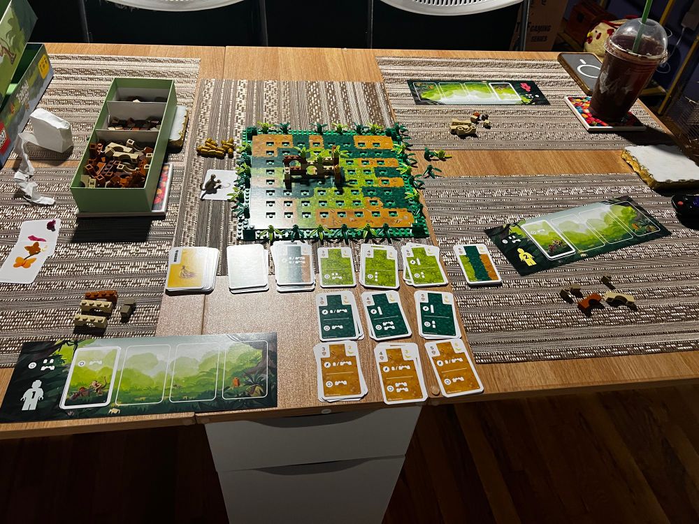 Monkey Palace lego board, cards, player boards and pieces.