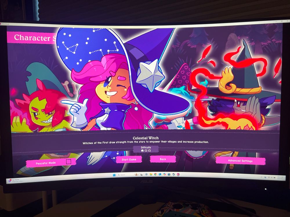 Witch hand difficulty screen choice