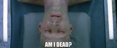 Pic of Neo in the matrix asking if hes dead.