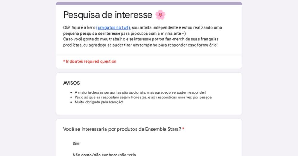 Pesquisa de interesse 🌸