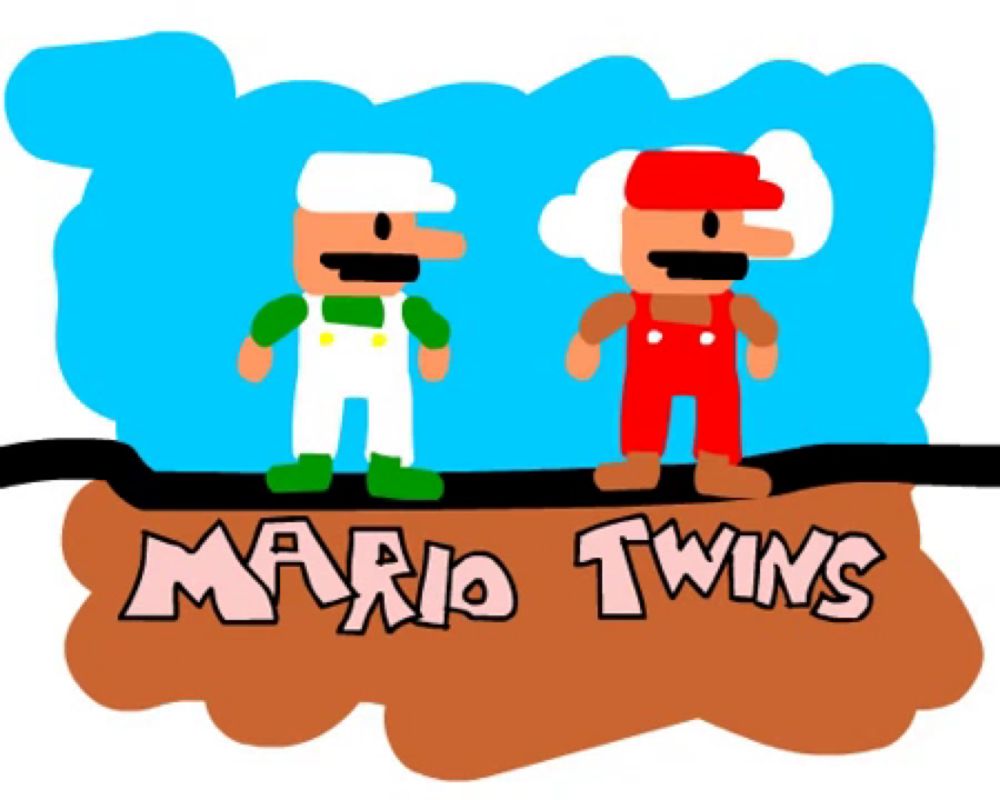 a cartoon drawing of two mario characters with the words mario twins above them