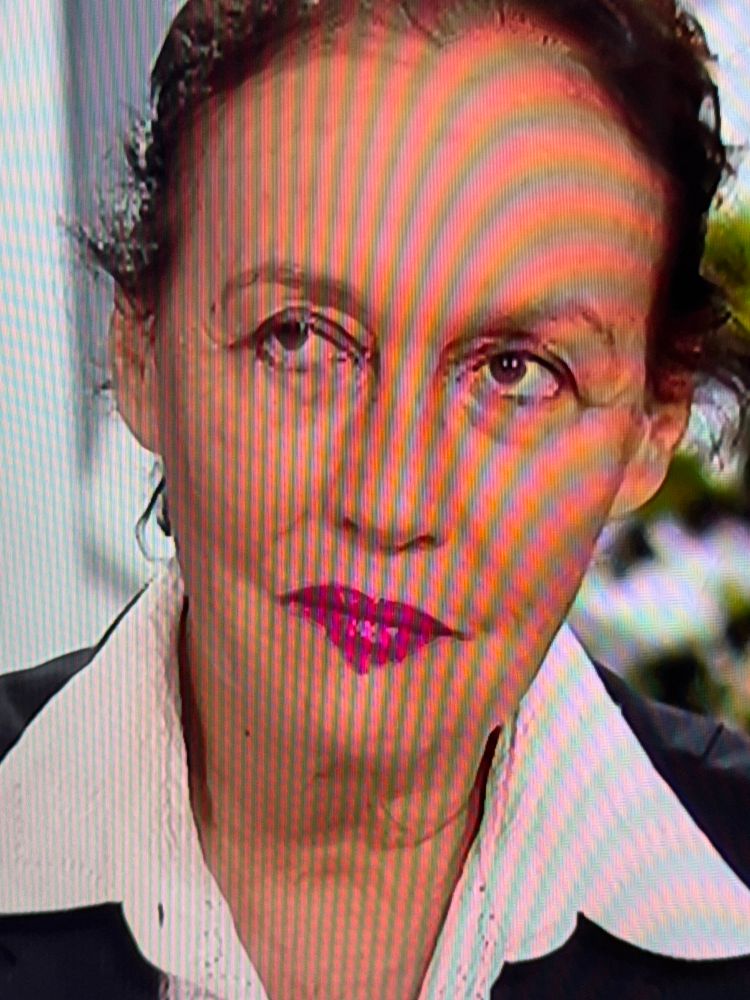 Laurence Haim avec du rouge à lèvres qui dépasse BEAUCOUP de ses lèvres 