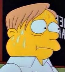 Martin from The Simpsons sweating and looking nervous 