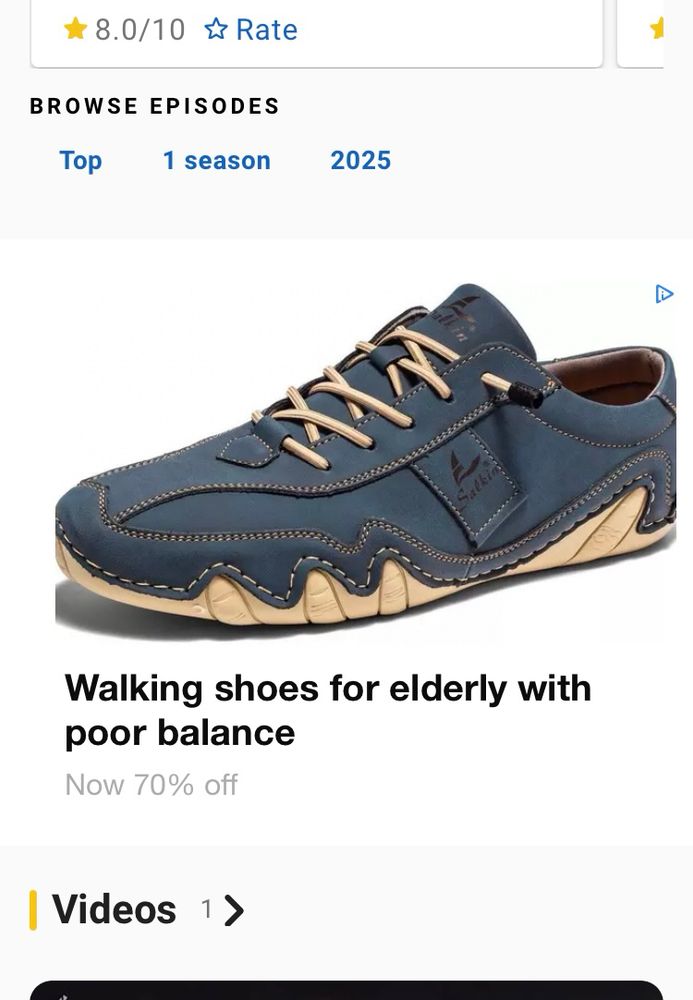Show ad that says “Walking shoes for elderly with poor balance”