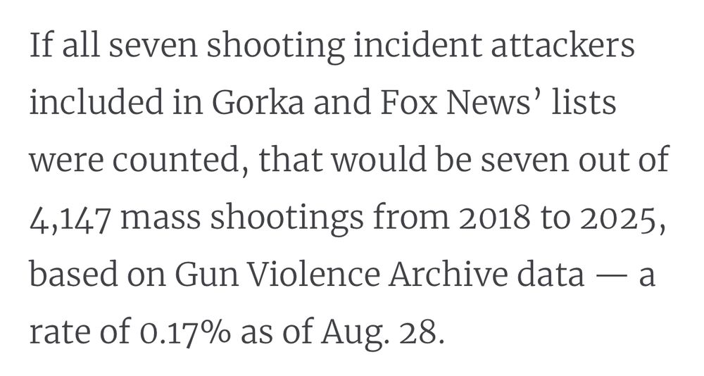 Excerpt from article by politifact outlining how rare trans shooters are. 