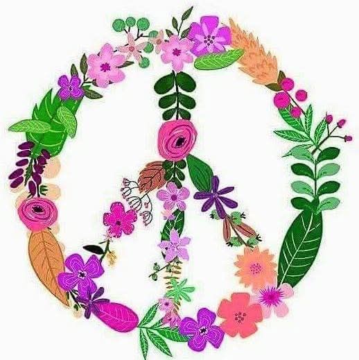 Piece sign made of colourful flowers 