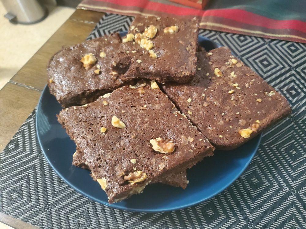 thin walnut covered brownies, they look more fitting as big chocolate cookies