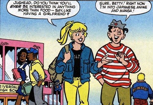 Jughead talking with Betty about being into anime and manga.