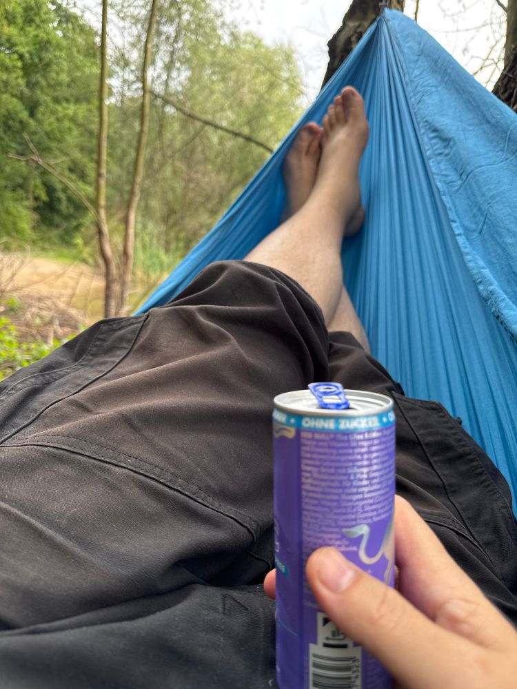Legs in a hammock. 