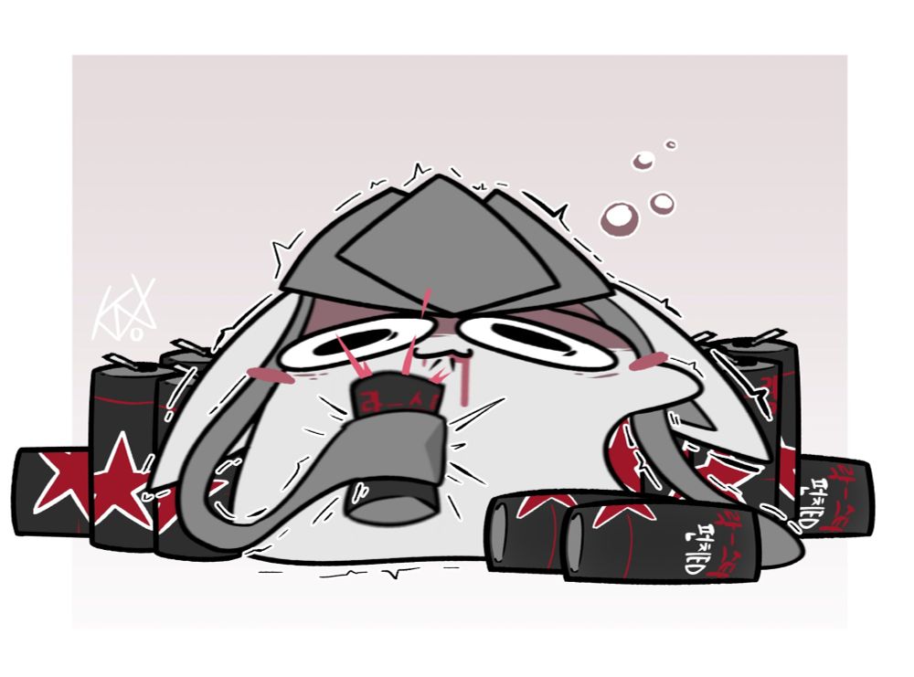 A glaceon with a dozen empty cans of energy drinks.