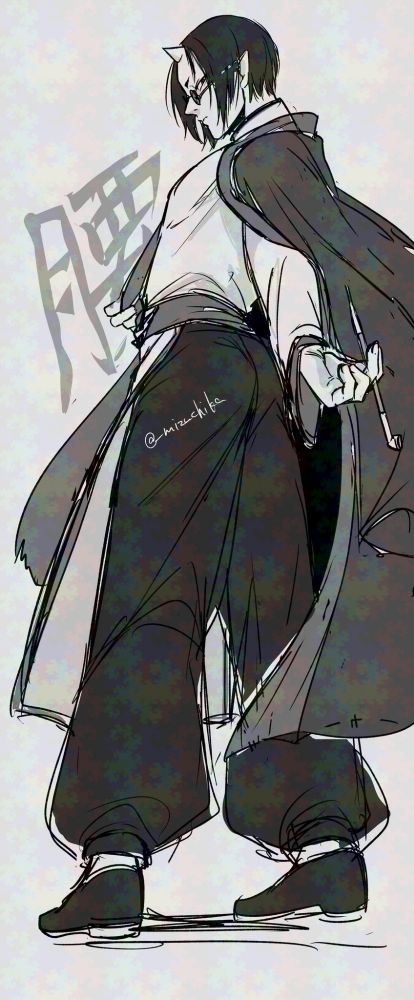 鬼様のチャイナ服はとても尊いという気持ちのラフ画