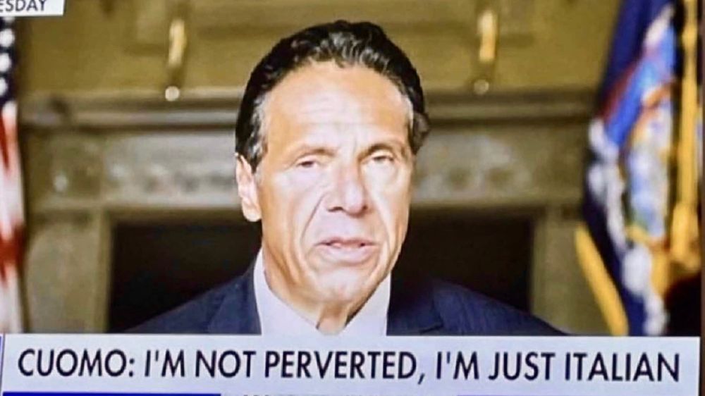 tv news headline: CUOMO: I'M NOT PERVERTED, I'M JUST ITALIAN