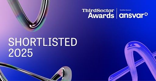 An image announcing 'Shortlisted 2025' for the third sector awards 