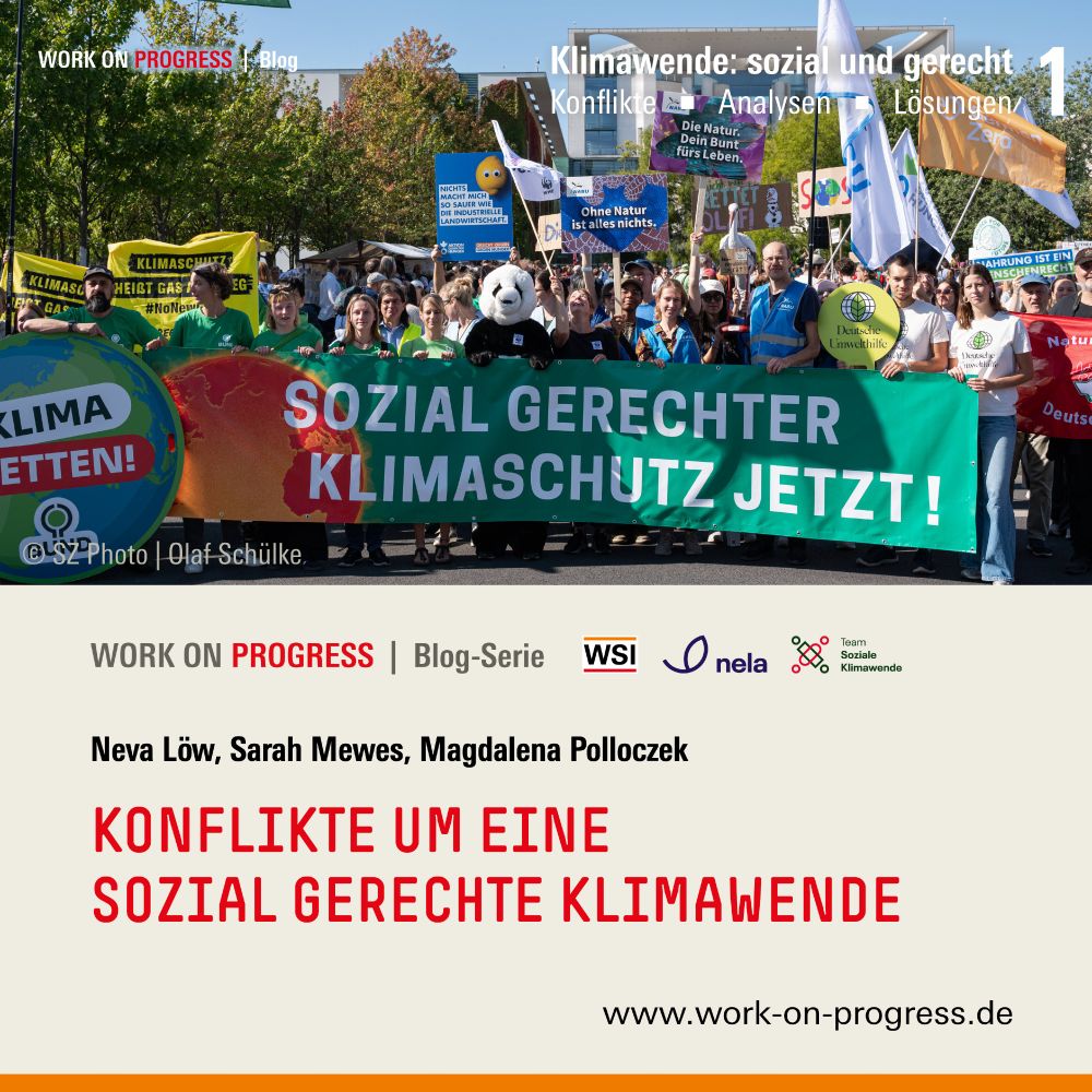 Demonstrant*innen zeigen ein Transparent mit der Aufschrift Sozial gerechter Klimaschutz jetzt!