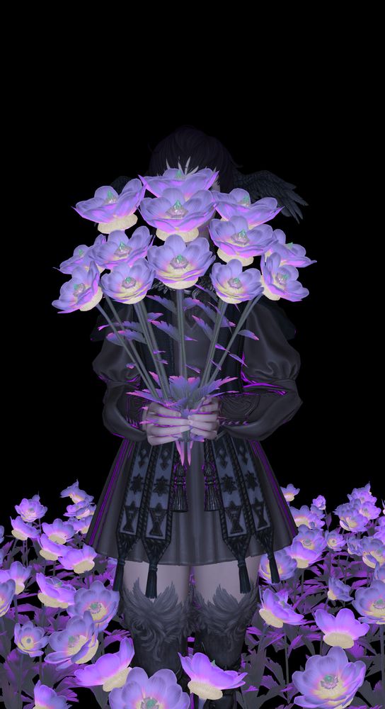 The gpose of the painting in the previous picture. She's standing in a field, and the bouquet is hiding her face.