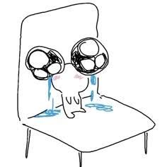 a little guy with very big eyes that is crying all over itself