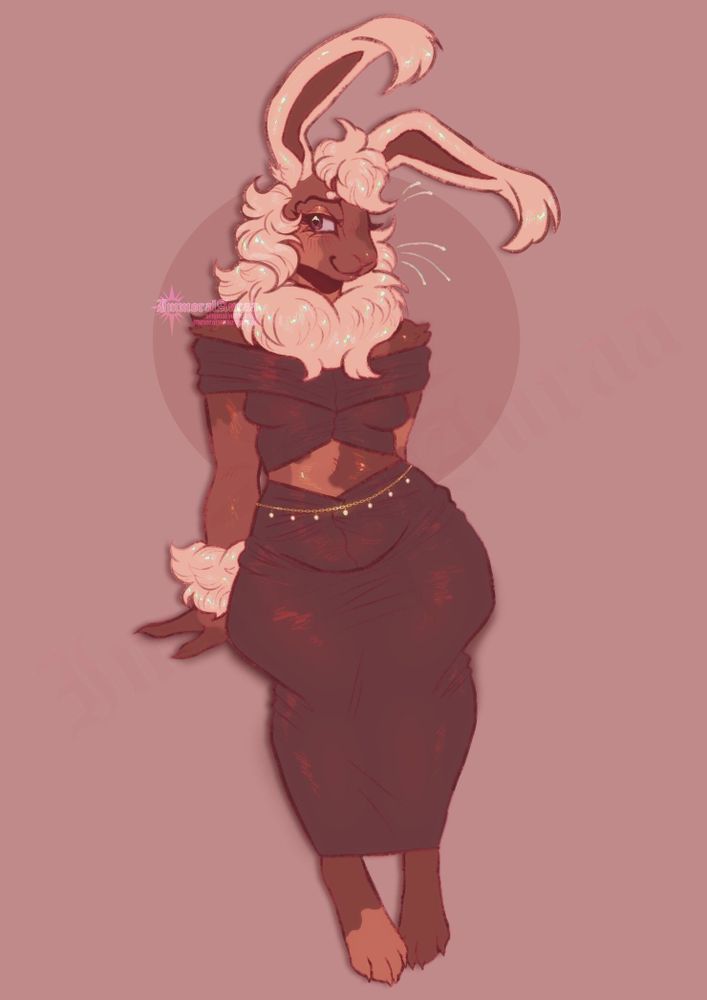 My bunny fursona Savanna simply sitting and dressed in an outfit that i own.