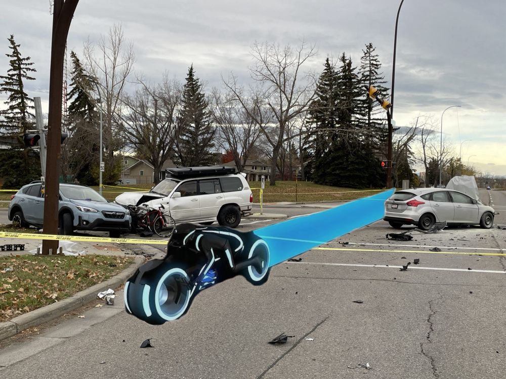 From bike cutting through crash at intersection 