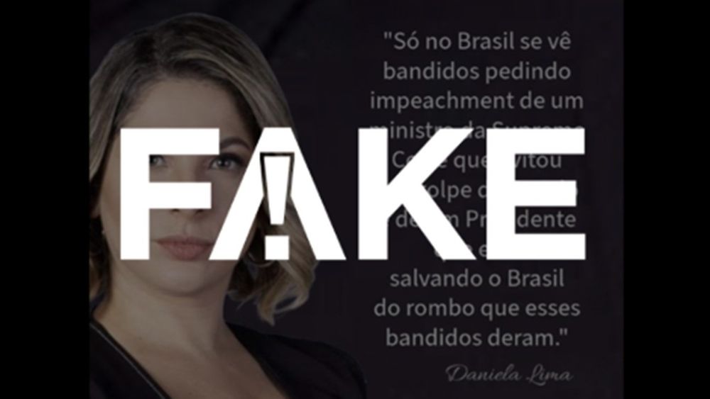 É #FAKE que Daniela Lima tenha dito frase sobre bandidos pedirem impeachment de ministro do STF e de presidente que livra país de rombo