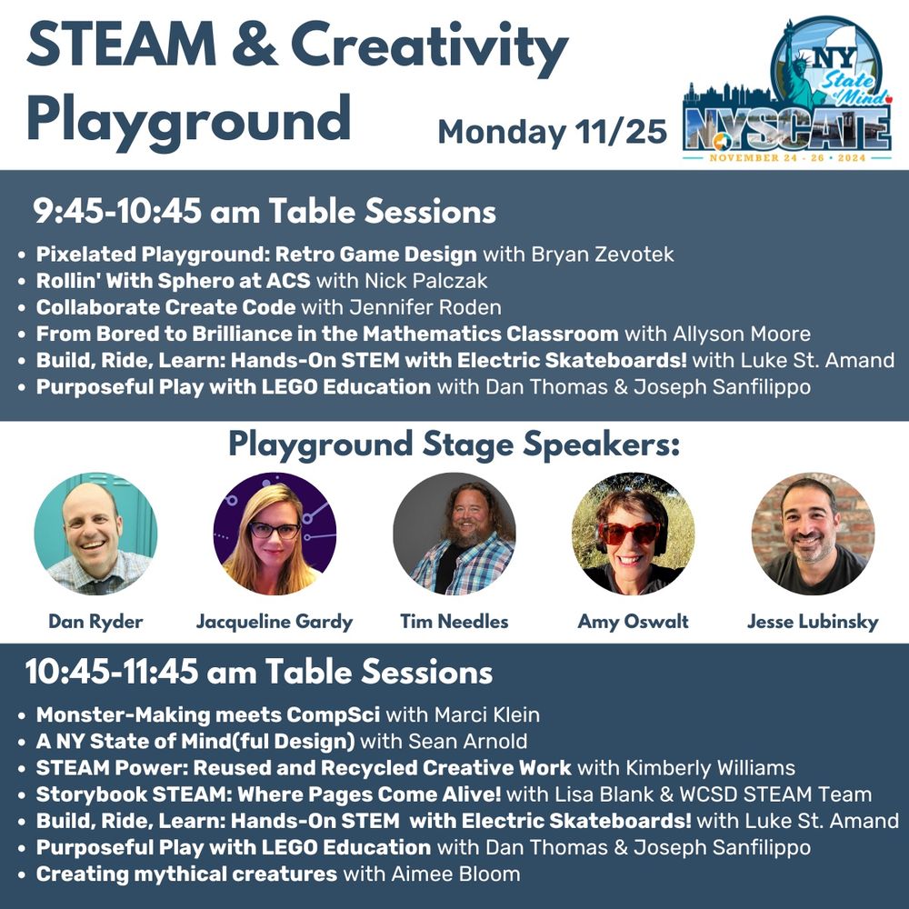 Steam and creativity playground schedule for NYSCATE 2024