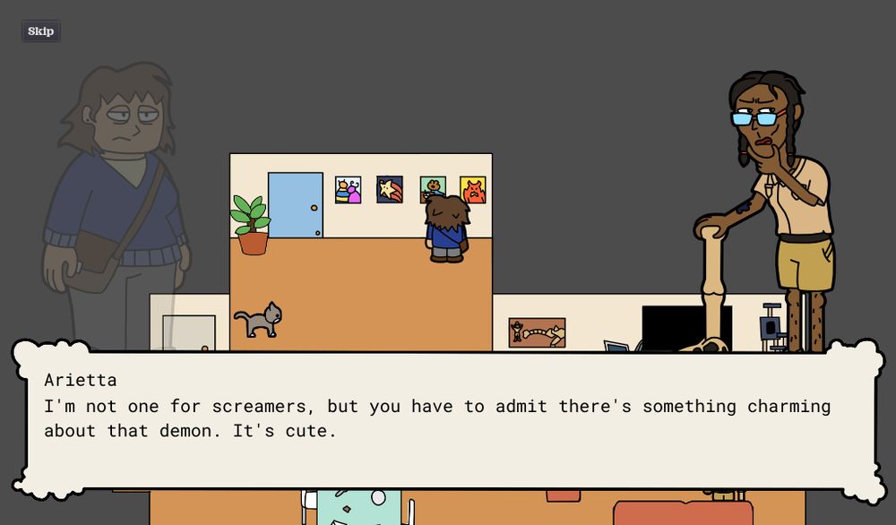 Arietta: "I'm not one for screamers, but you have to admit there's something charming about that demon. It's cute."