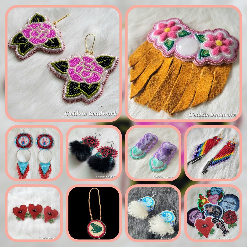 A collage of beadwork available at CeldzinBeadwork.com