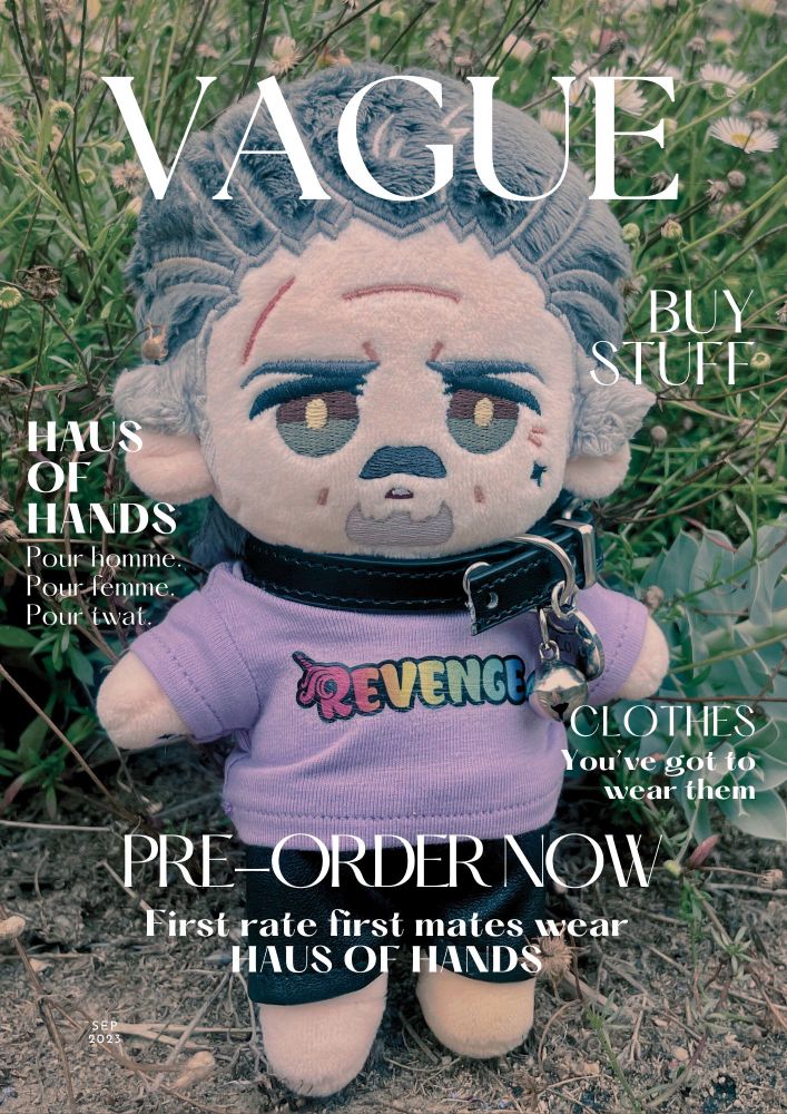 Faux fashion magazine cover, featuring Izzy doll by Rights. Title: VAGUE.