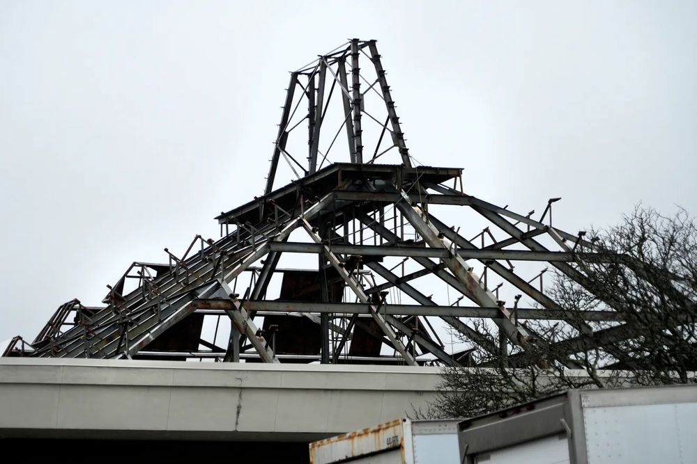 A photo of the hollowed-out shell of the Pawtucket, R.I. Apex building, taking by the Providence Journal's Kris Craig.