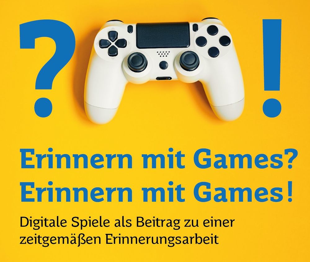 Werbelogo zum GameJam Erinnern mit Games mit einem Playstation Controller