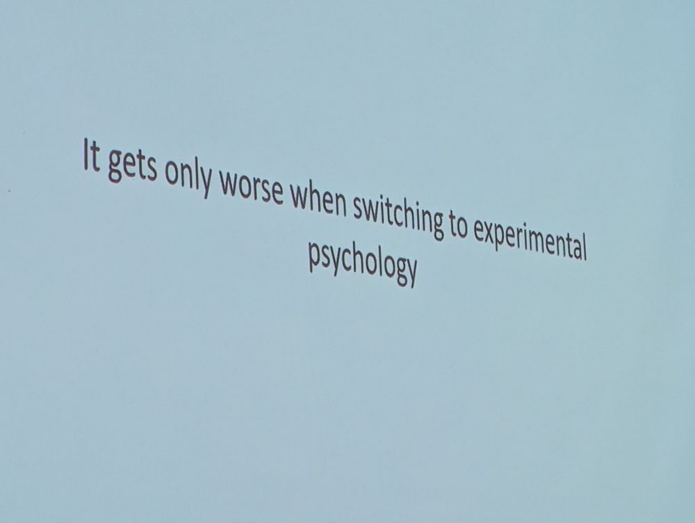 A slide saying "it only gets worse when switching to experimental psychology"